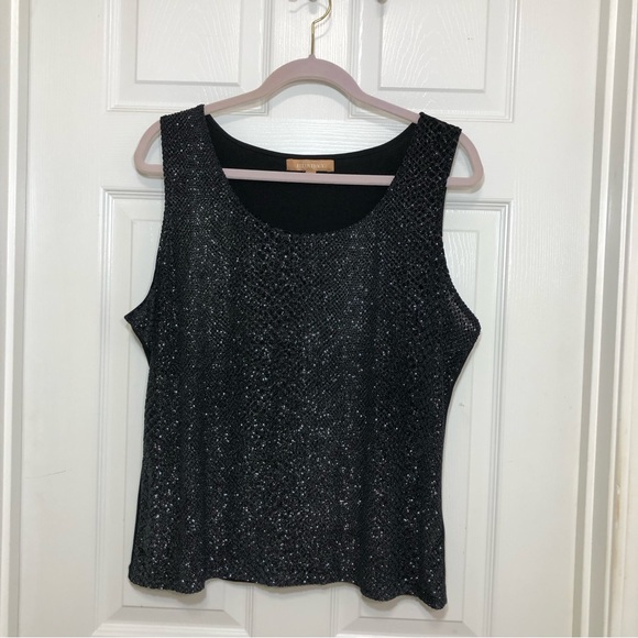 Ellen Tracy Women’s Metallic Velvet Dots Black Tank Top style M7C37972R  XL - Picture 3 of 7